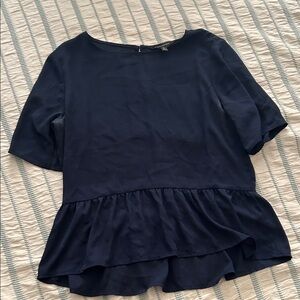 Banana Republic Dark Blue Ruffle Hem Blouse